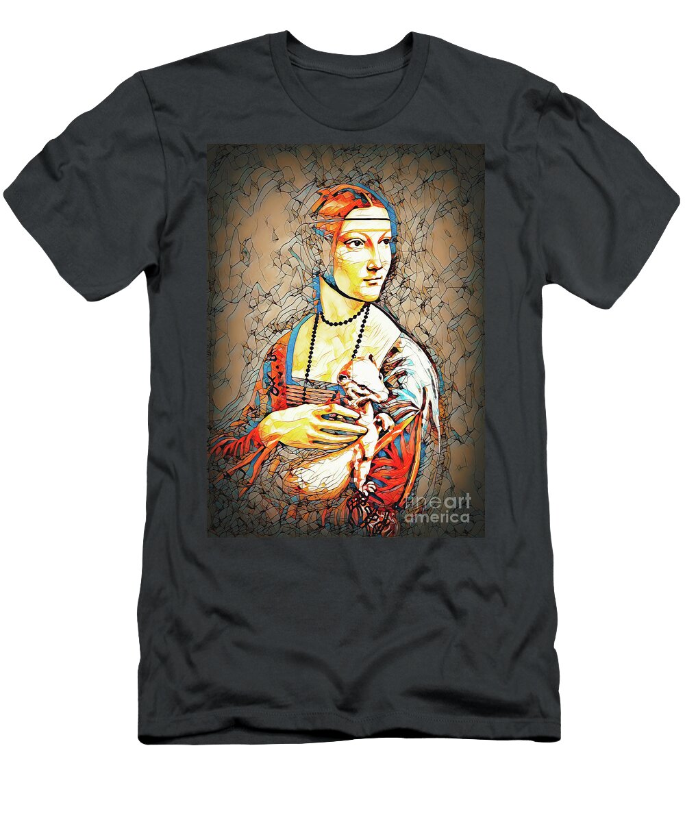 4 My Own Reproduction of Painting Lady with an Ermine By Leonardo Da Vinci Graphic Effect Jozef Klopacka T-Shirt