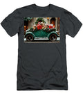 Cute Animals Enjoying Christmas Ride in Vintage Car Clint Mclaughlin T-Shirt