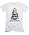 Cute Watercolor Shark with Adorable Mice Clint Mclaughlin T-Shirt