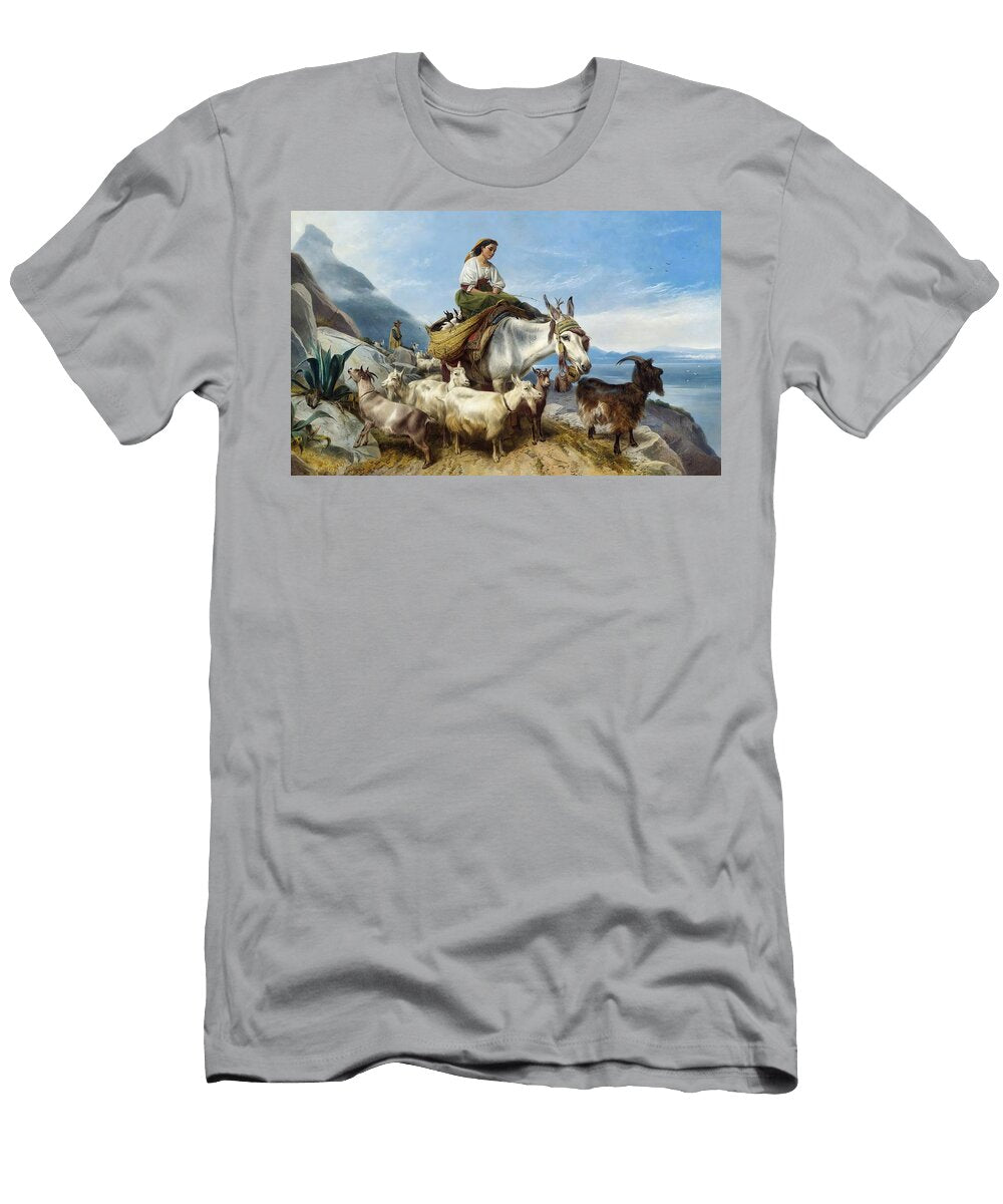 Goat Herd on the Rock of Gibraltar Richard Ansdell T-Shirt