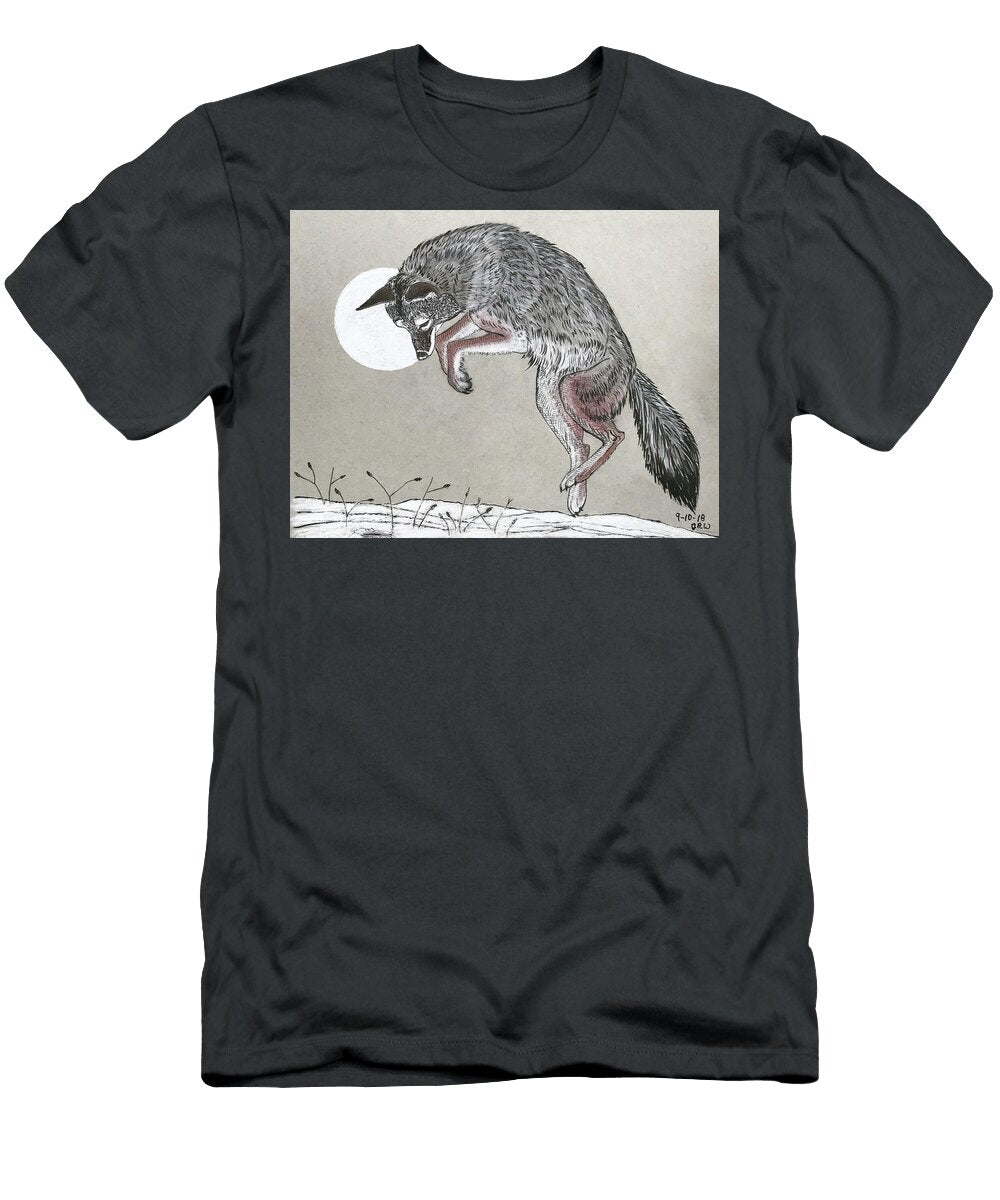 Moonlit Leaping Coyote John Williams T-Shirt