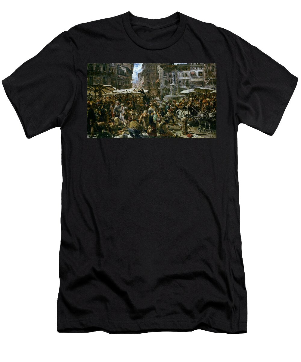 The Market of Verona Adolph Friedrich Erdmann Von Menzel T-Shirt